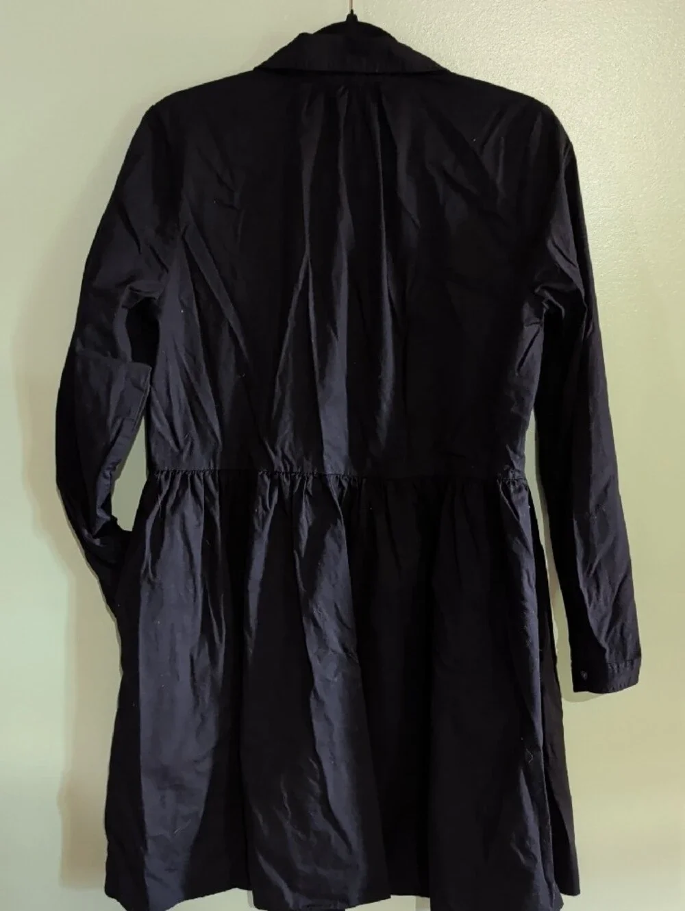 J. Crew Black Long-Sleeve Button-Front Babydoll Shirt Dress